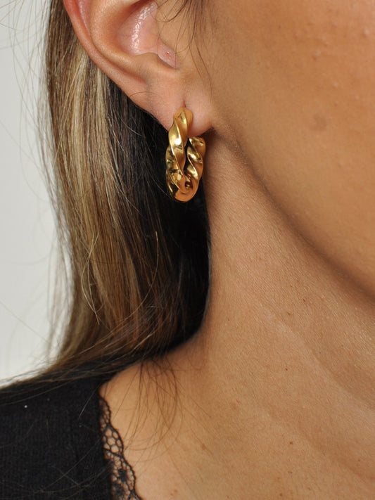 Orecchini Golden Chain a Cerchio Intrecciato in Acciaio Inossidabile Oro