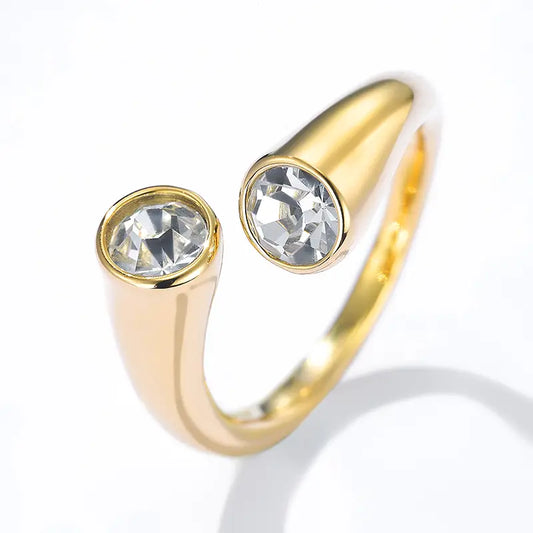 Anello GEMINI in Acciaio Inossidabile regolabile con Doppio Cristallo