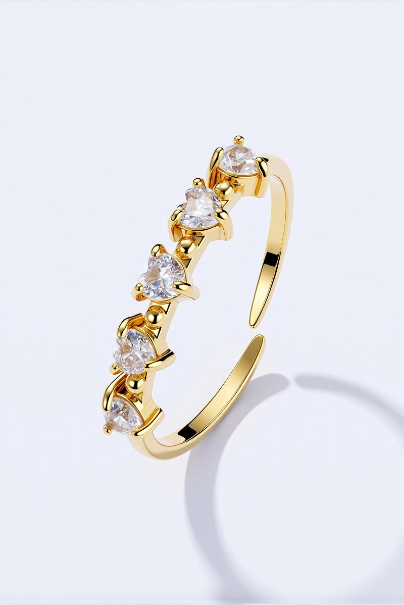 Anello Cuori Eternity con Pietre a Cuore in Acciaio Inossidabile Oro – Regolabile