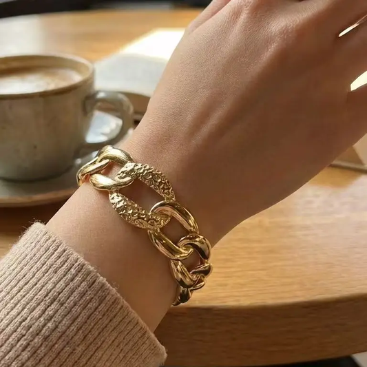 Bracciale Golden Link a Catena in Acciaio Inossidabile Oro – Bracciale Donna Elegante