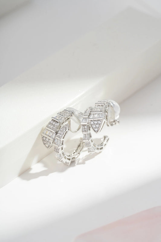 Orecchini a clip Crystal Edge in acciaio inossidabile argento o oro – orecchini a clip eleganti con zirconi donna