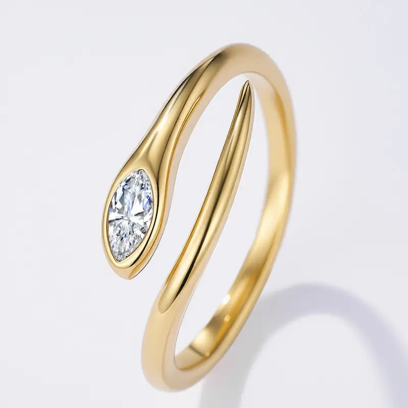 Elegance Twist – Anello aperto in argento/oro con zircone marquise