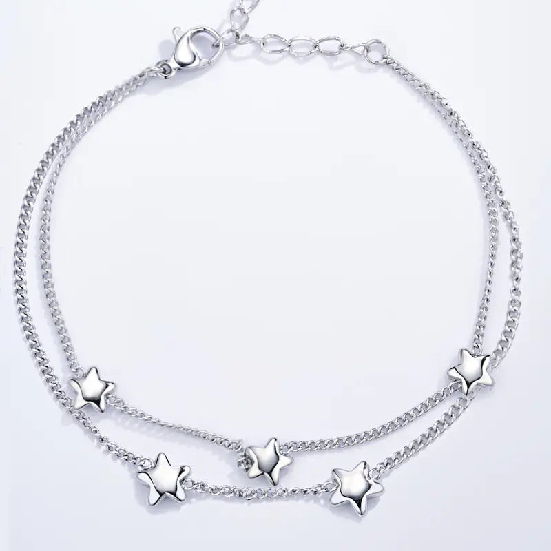 Bracciale Stella Donna in Acciaio Inossidabile – Doppia Catena Elegante