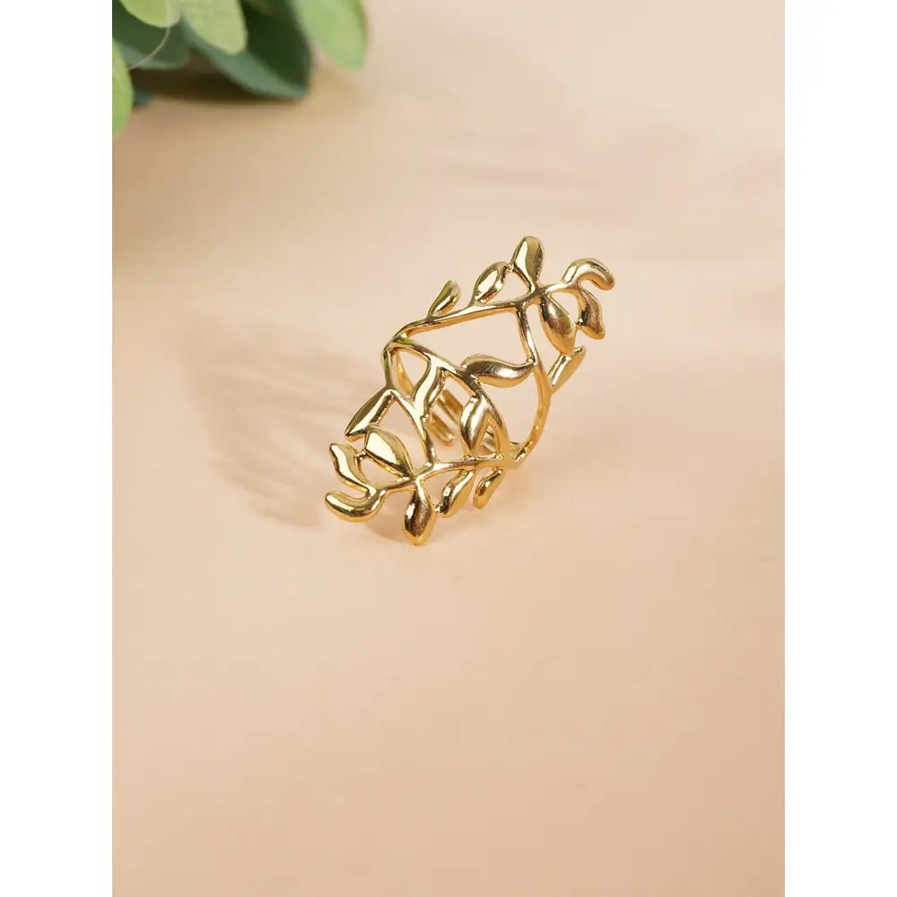 Anello Foglie Incantate | Gioiello Regolabile Design Naturale Oro