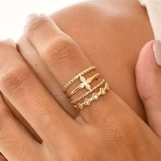 Anello AURORA - anello regolabile in acciaio inossidabile gold