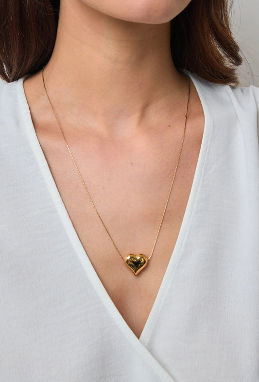 Cuore Eterno - Collana cuore bold in acciaio inossidabile anallergico versione gold e silver